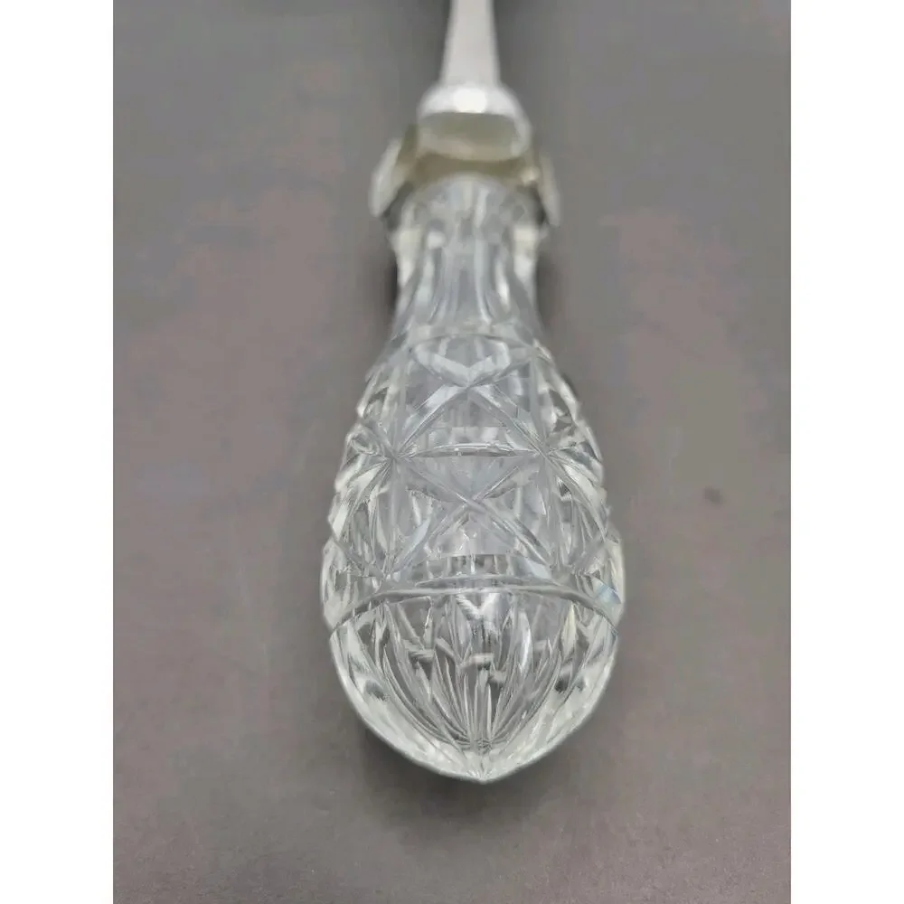 English Victorian 19th Century Silver Serving Spoon Crystal EPNS